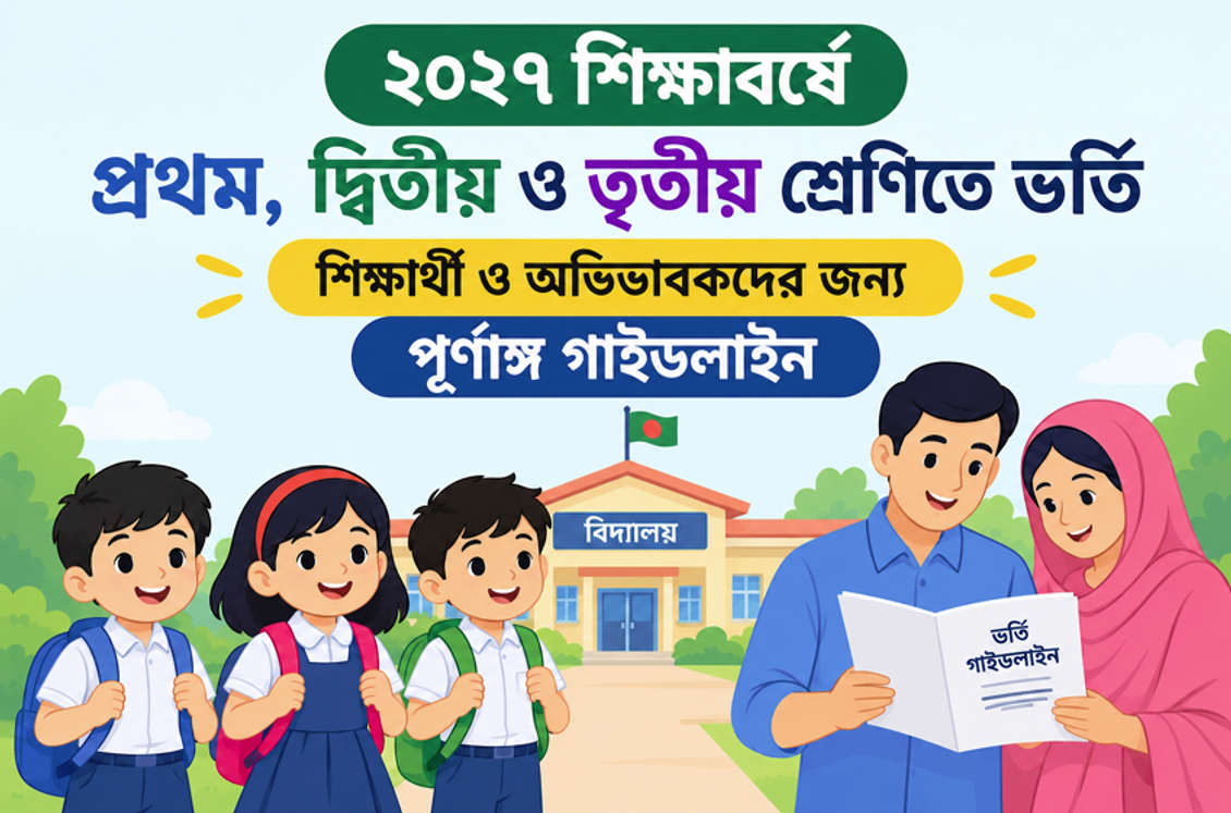 ২০২৭ শিক্ষাবর্ষে প্রথম, দ্বিতীয় ও তৃতীয় শ্রেণিতে ভর্তি: শিক্ষার্থী ও অভিভাবকদের জন্য পূর্ণাঙ্গ গাইডলাইন 1 School-Admission-Test-2027